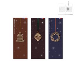 Assortiment de 9 marque-pages en métal - Noël doré