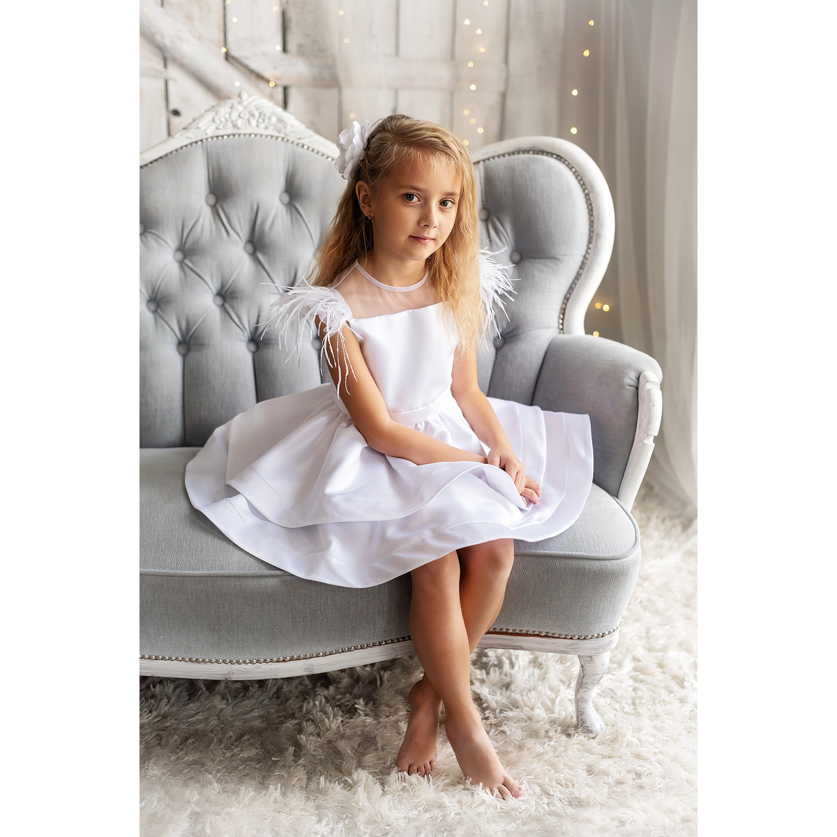 Angel white luxury dress for girls
