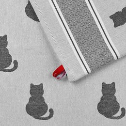 Keukenhanddoek Kat Grijs Katoen
