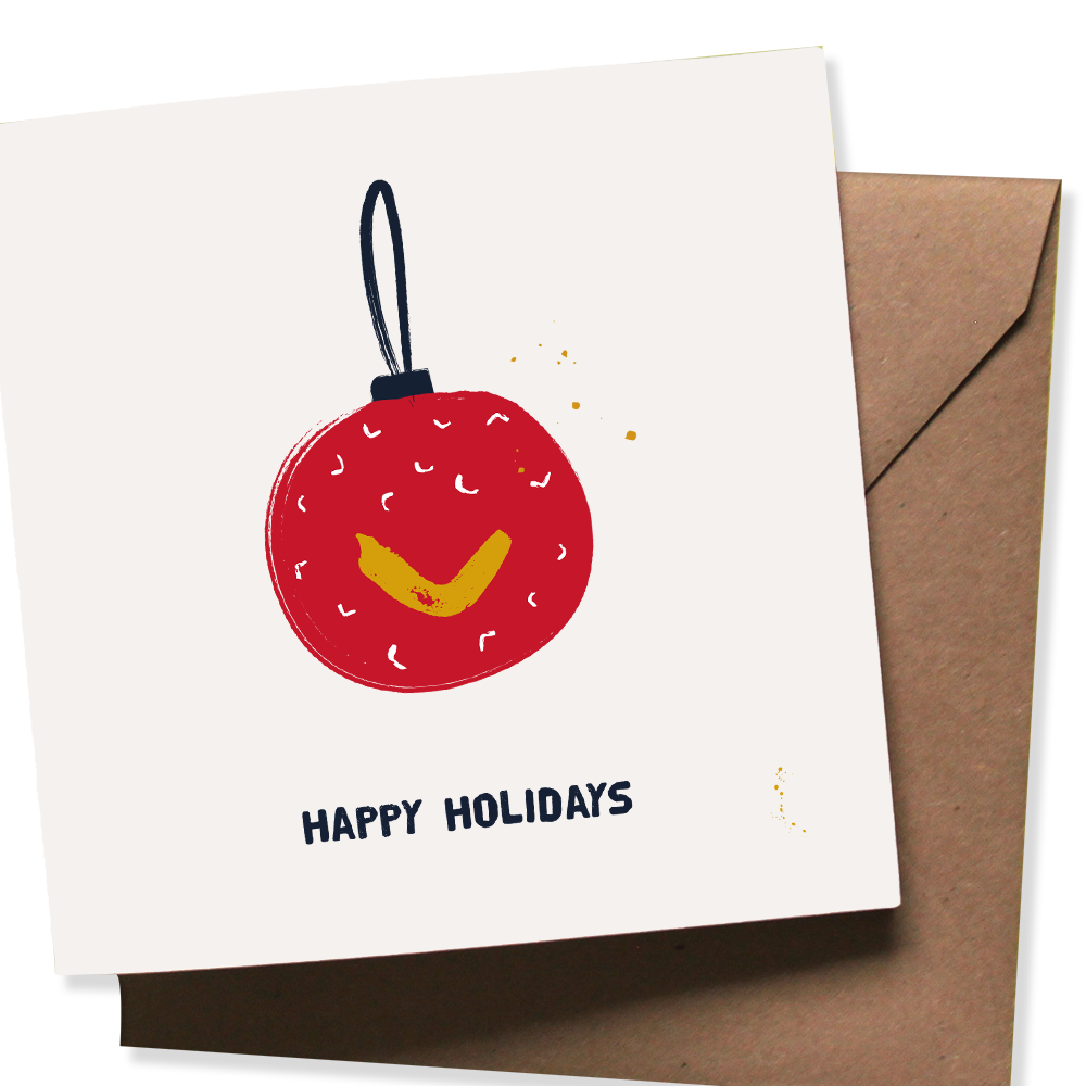 Set 10 Christmas cards with envelope | HOLIDAYS | christmas ball - christmas trees - december - merry christmas - 2 designs | folded card - matte off-white - heavy quality Biotop paper