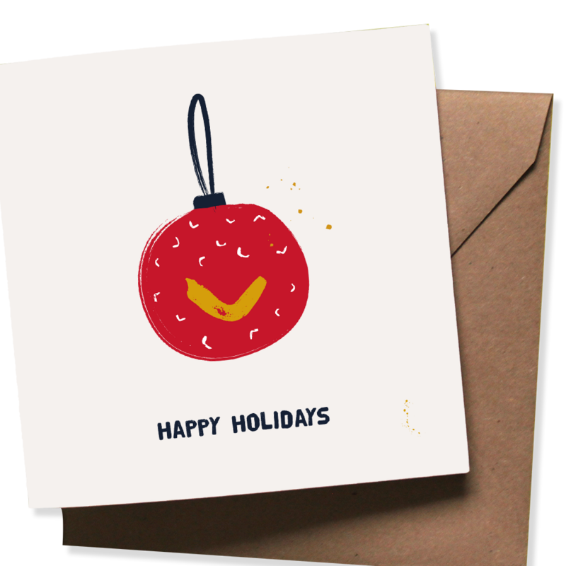 Set 10 Christmas cards with envelope | HOLIDAYS | christmas ball - christmas trees - december - merry christmas - 2 designs | folded card - matte off-white - heavy quality Biotop paper