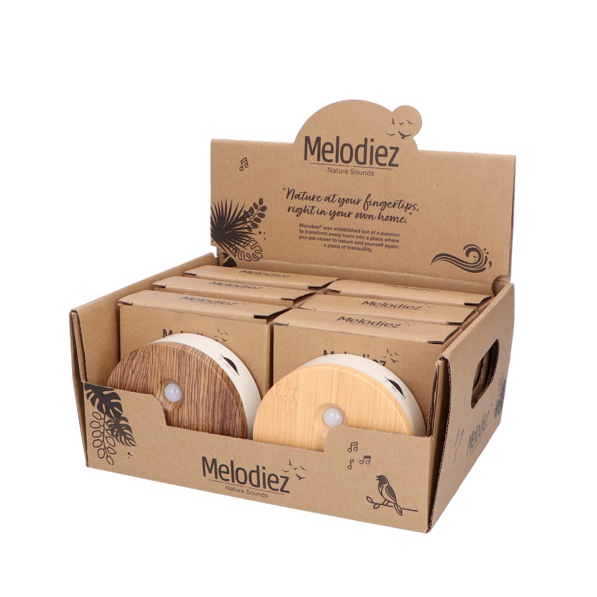 Melodiez bird sounds house with sensor - display box - incl. Batteries and 4 natural bird, ocean and jungle sounds - birdhouse with sound - Bird sounds house for the toilet for toilet
