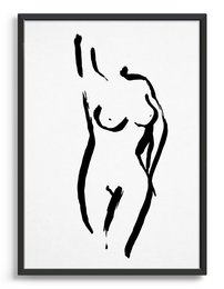 Minimalist line drawing of a nude female figure. Suitable for wall art in a variety of sizes.