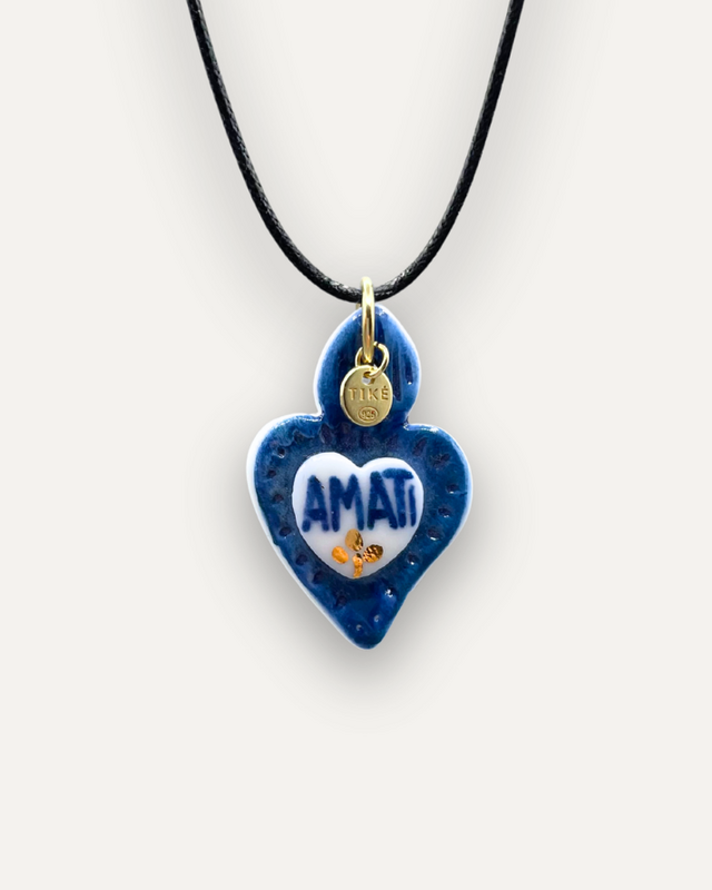 Charms - Amati blauw hart porseleinen hanger