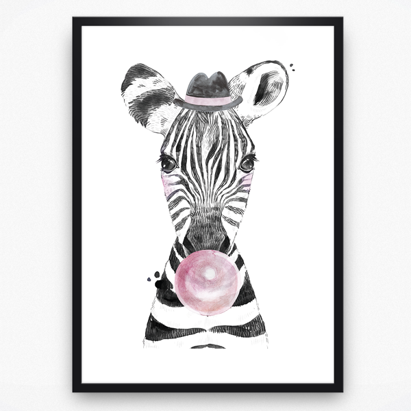 Plakat - Bubblegum Zebra