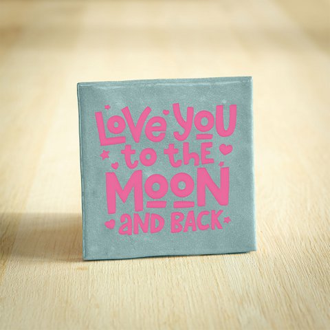 Tegeltje - Love You To The Moon And Back | Lichtblauw & Roze | 10x10cm