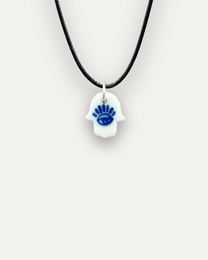 Charm - Hand of Fatima Small Blue Porcelain Pendant