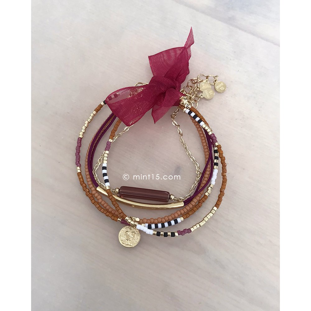 Juego de pulseras 'Caramelo y Berenjena'