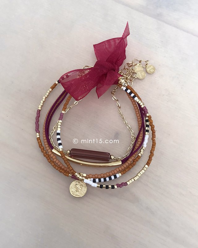 Juego de pulseras 'Caramelo y Berenjena'