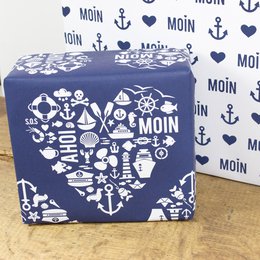 Maritiem inpakpapier Nordic by Heart gemaakt van gerecycled papier