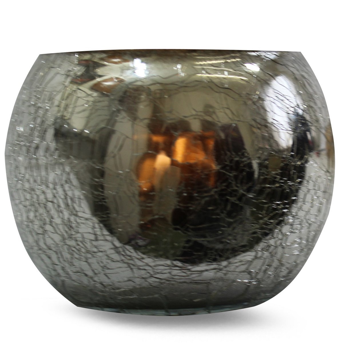 CRACKED GLASS VOTIVE HOLDER-SILVER