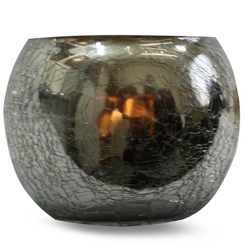 GEBARSTEN GLAS VOTIVE HOUDER-ZILVER