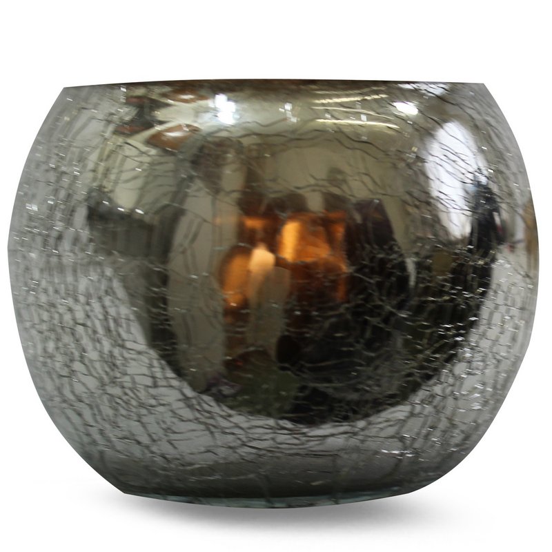CRACKED GLASS VOTIVE HOLDER-SILVER