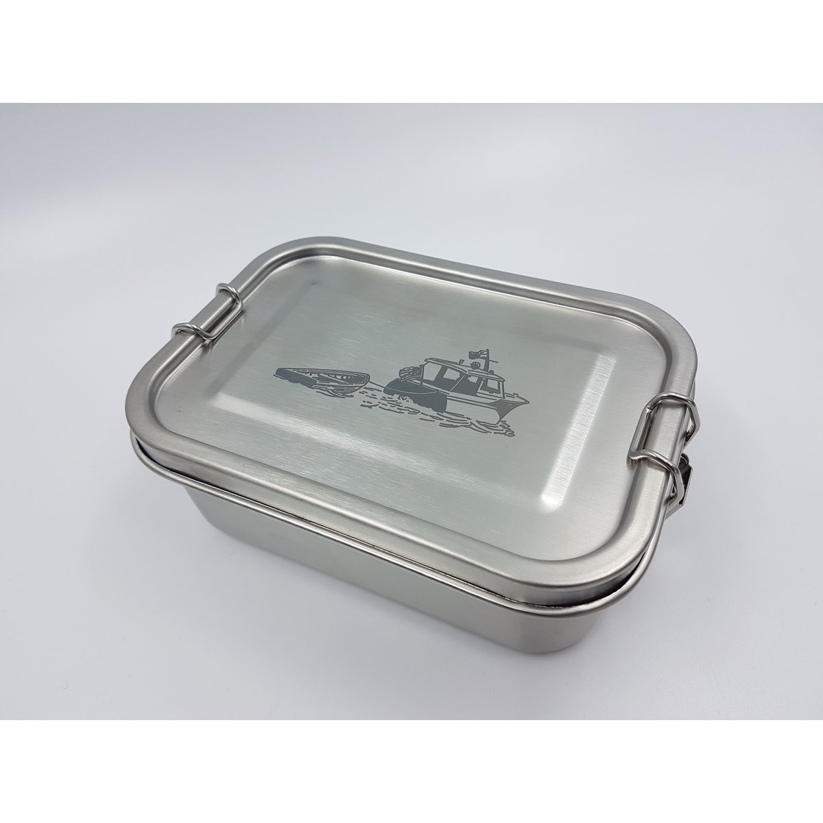 Brotdose "Piet", lunch box, Edelstahl, dicht, 800ml, Motiv Boat