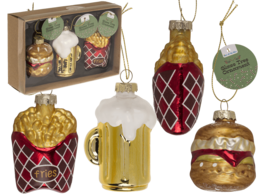 Baumschmuck aus Glas, Fast Food, 3er-Set, Burger