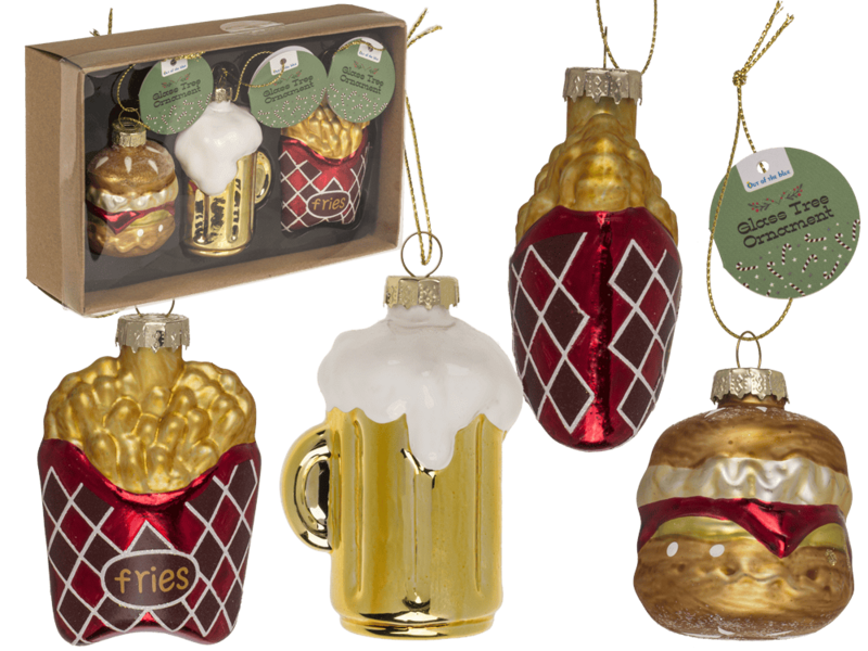 Baumschmuck aus Glas, Fast Food, 3er-Set, Burger