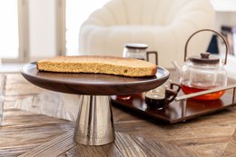 Silbermetall -Metall -Kuchenschale 30x30x14,5 cm