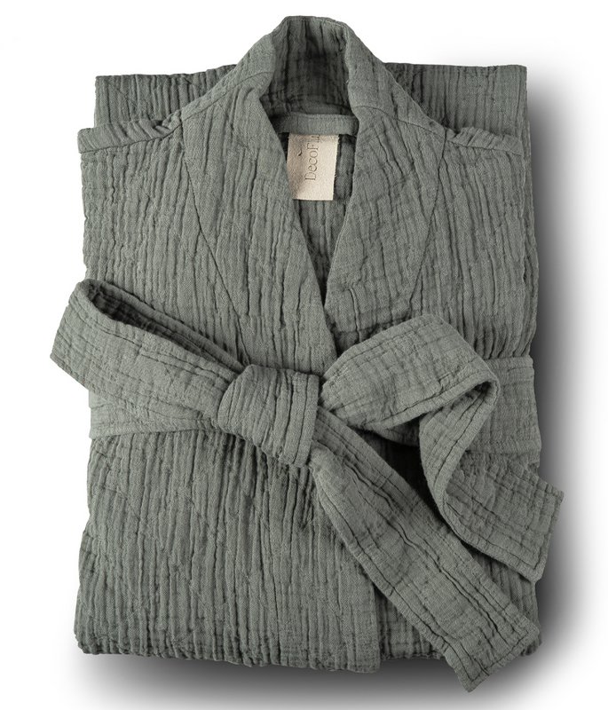 Cotton bathrobe Orion Solid Iceland moss