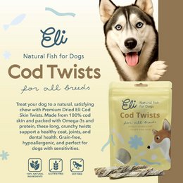 Dried Cod Skin Twists Natural Single Ingredient Dog Treats 80 g