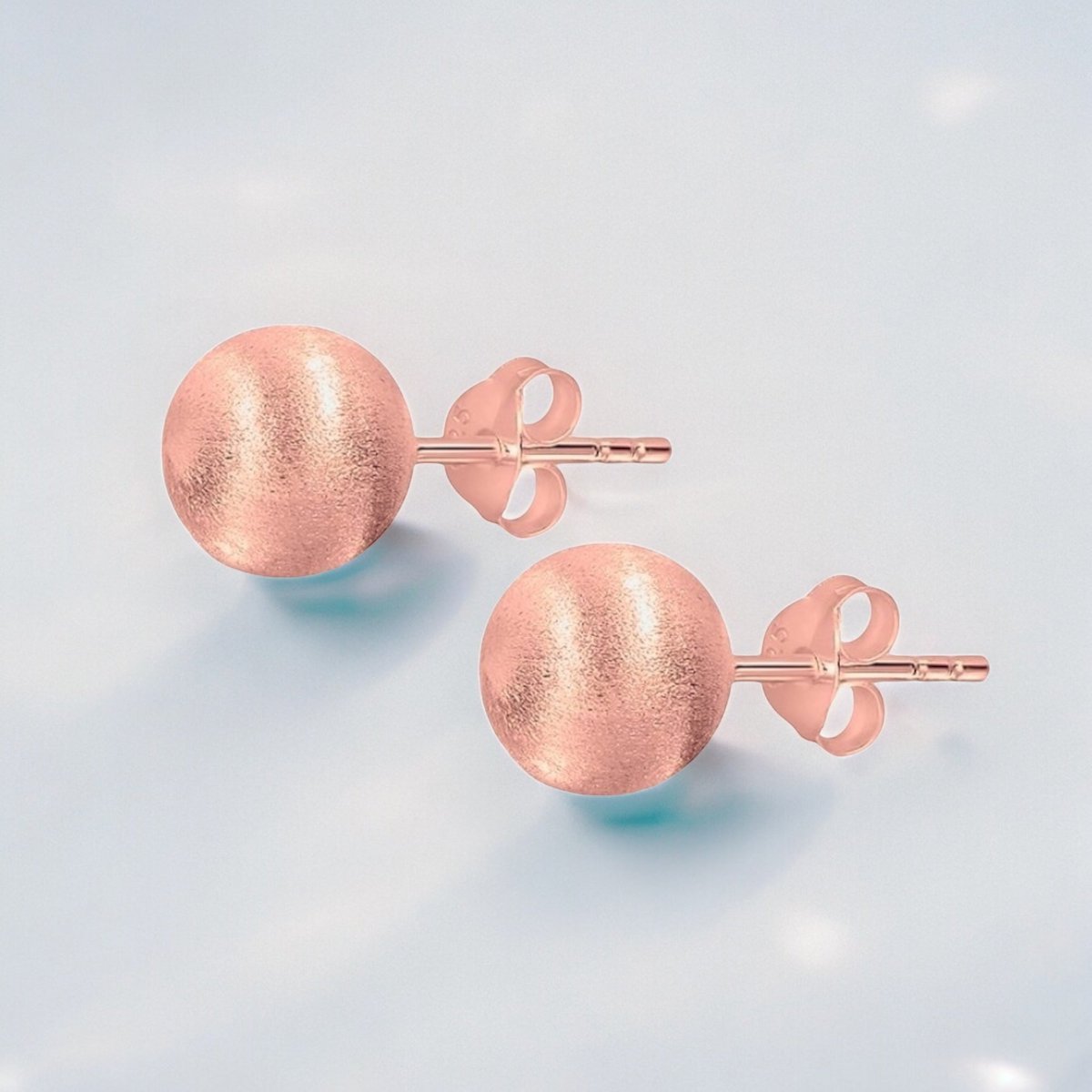 Boucles d'oreilles à tige boule classique 6 mm - Plaqué or rose 18 carats, argent sterling 925 - OHR925-157
