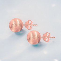 Matte Classic 6 mm Ball Stud Earrings - 18K Rose Gold Plated, 925 Sterling Silver - OHR925-157