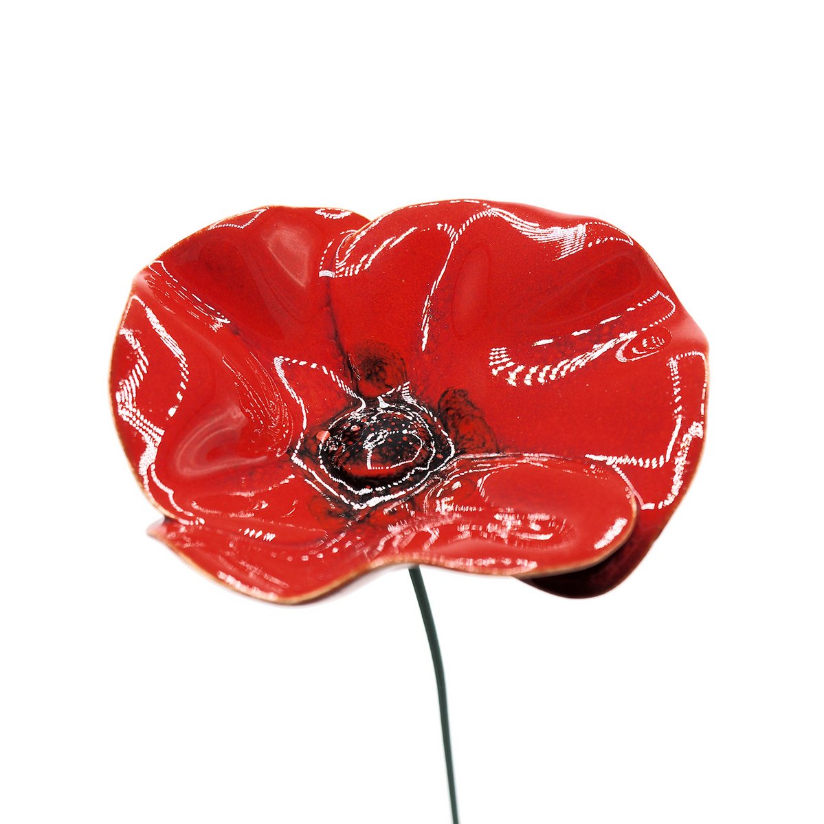 Fleur de pavot en céramique grande 7,5 cm