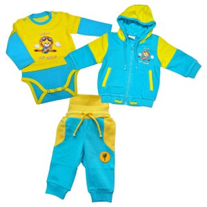 Biologische babyset voor jongens T-shirt body+joggingbroek+hoodie