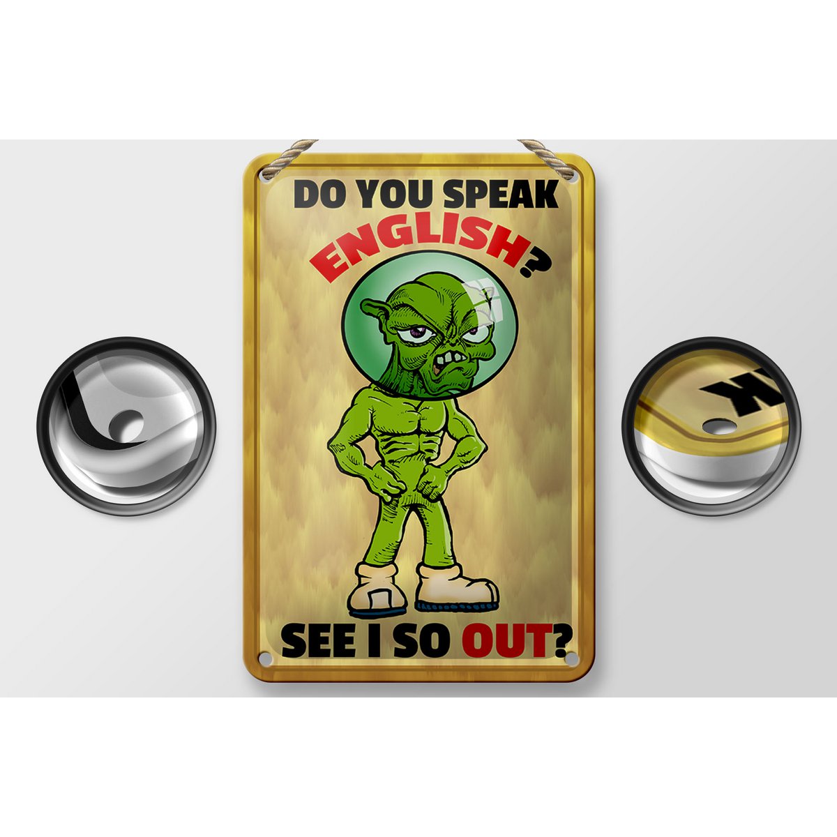 Blechschild Spruch 12x18cm Do you speak english See i so out Schild