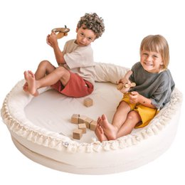 MINICAMP Große runde Nest-Spielmatte und Kinderliege in Ecru