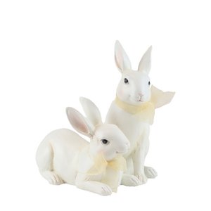 + 2 BUNNIES W/BOW TT WH/YL 20,5CM
