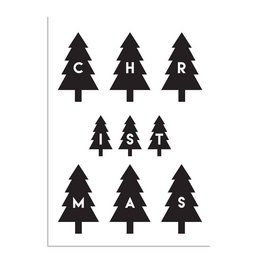 Merry Christmas - Kerstbomen - Kerst Poster - Tekst poster - Zwart Wit poster