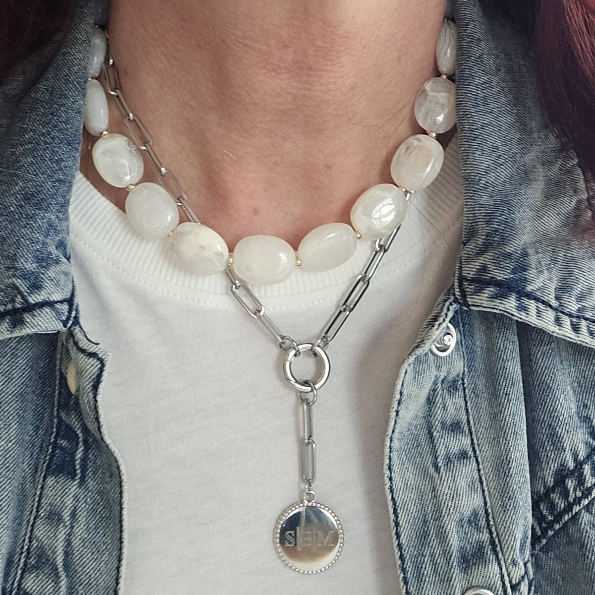 Collier de perles ovales pépite XL