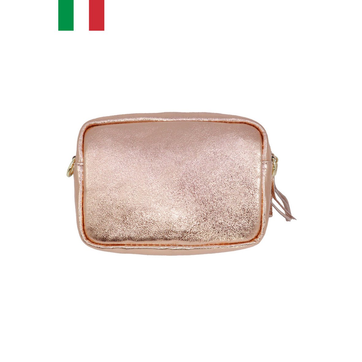 Iriserende leren schoudertas met metalen sluiting Made in Italy