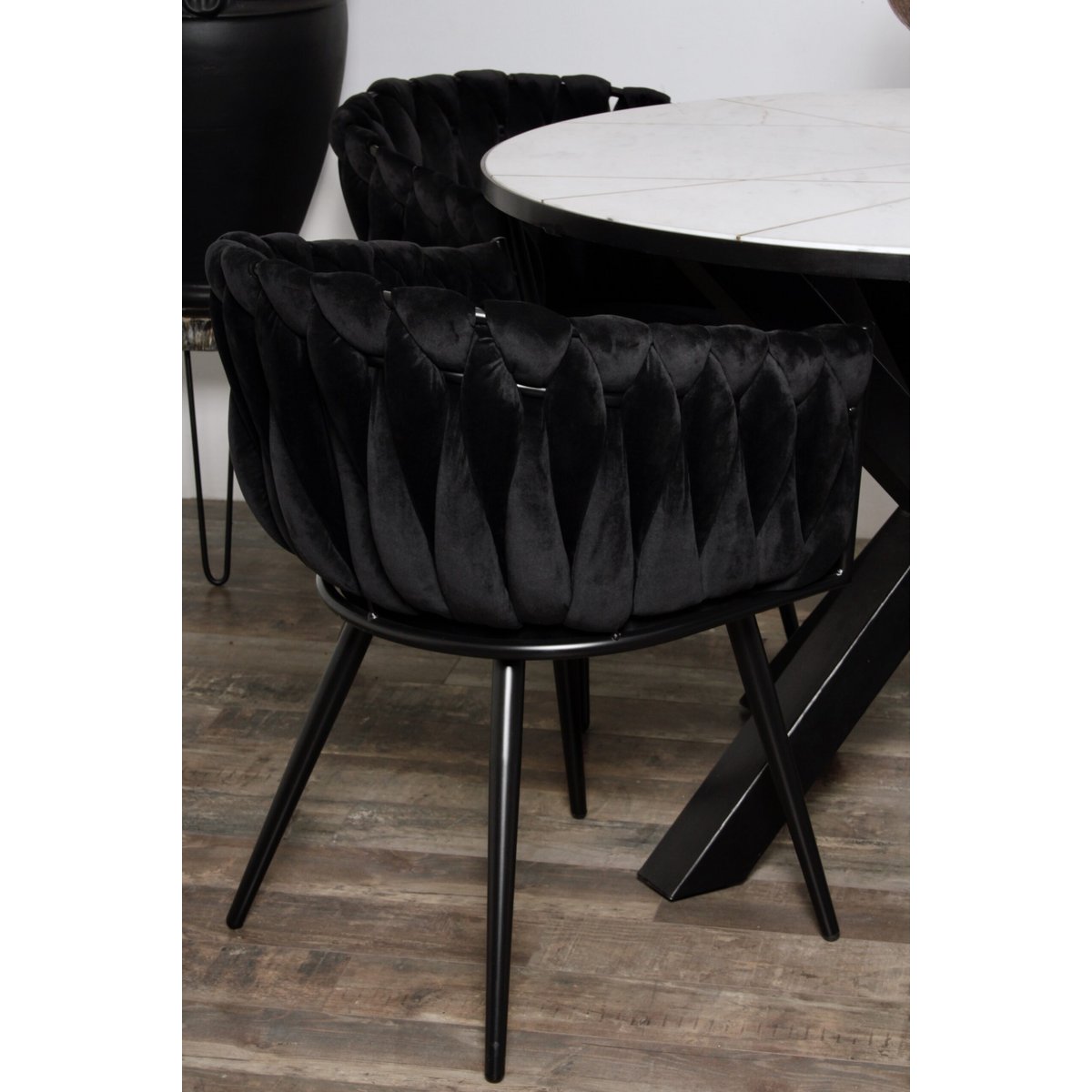Sedia Wave nera (set di 2)