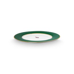 Plate Love Birds Deer Dark Green 17cm
