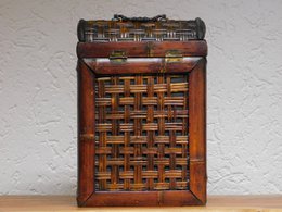 Vintage vinæske til 2 flasker - træ - klassisk