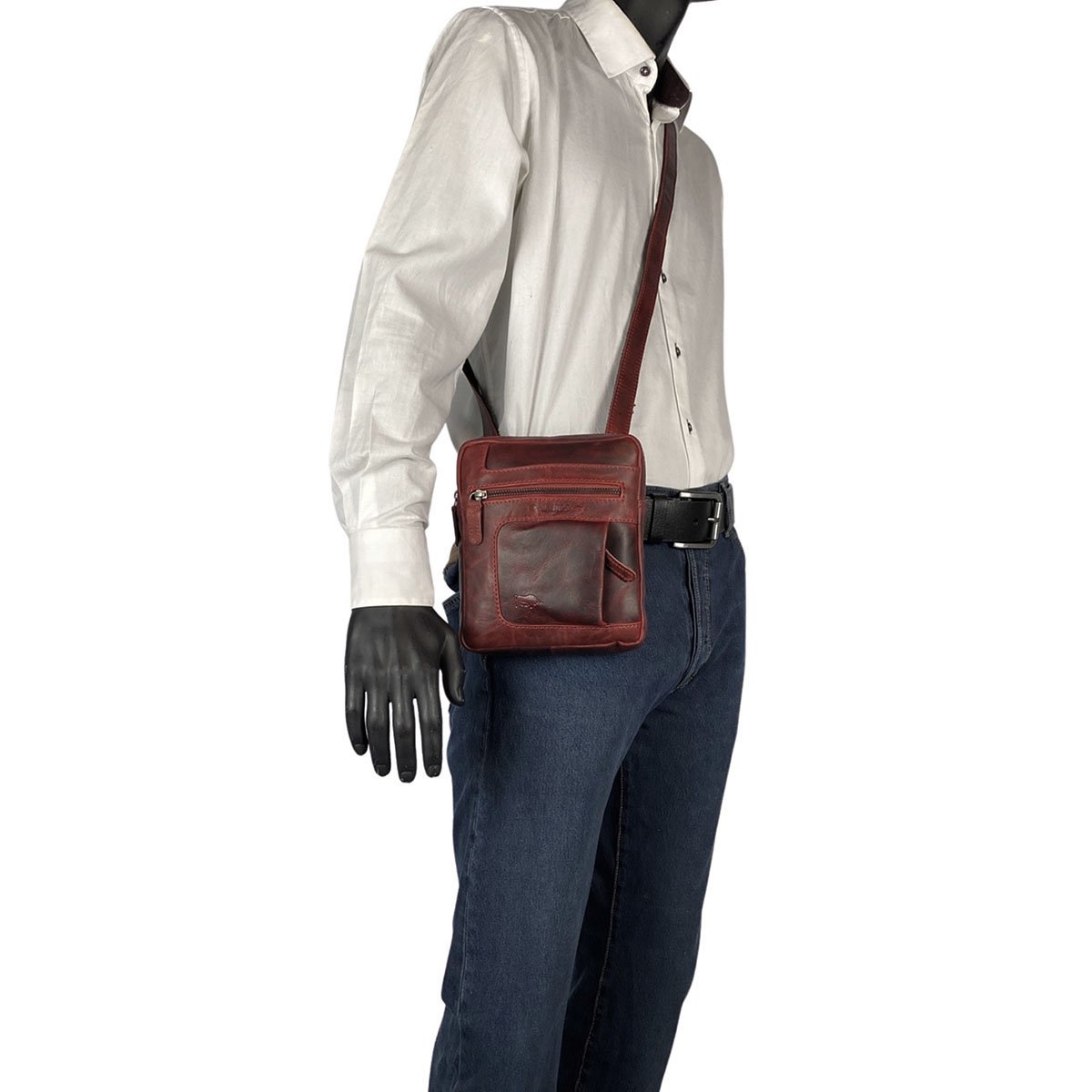 Skuldertaske eller Crossbody-taske i 6 farver glat læder med justerbar skulderrem