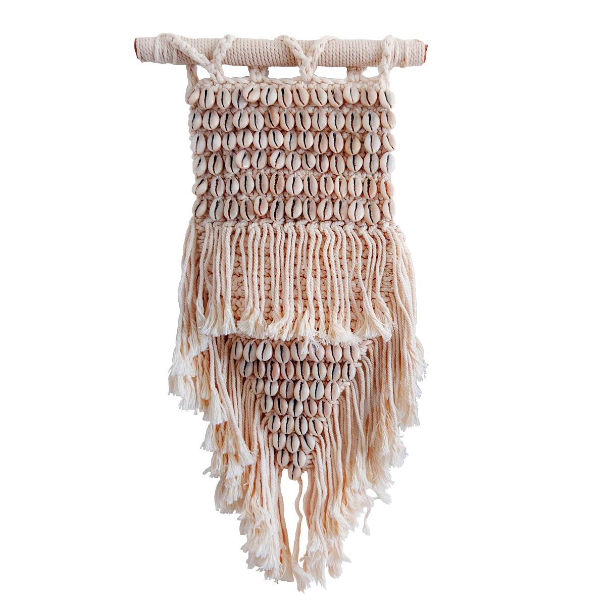 Macrame en schelpen boho wanddecoratie