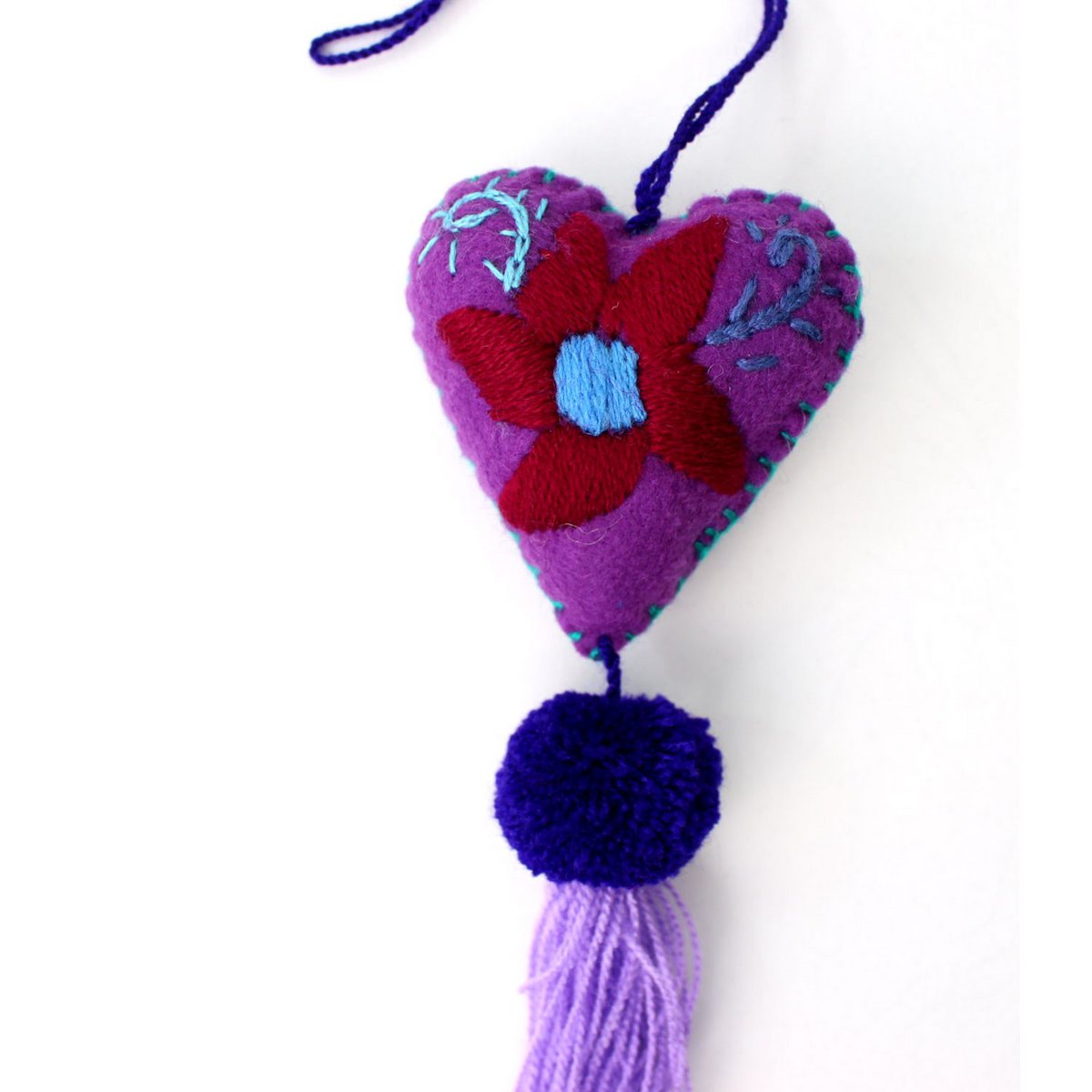 Decorative pendant heart 14cm - unique dark blue violet red