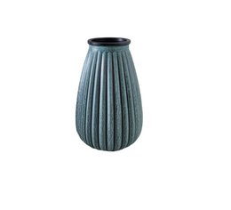 Glass vase ribbed handpainted grey