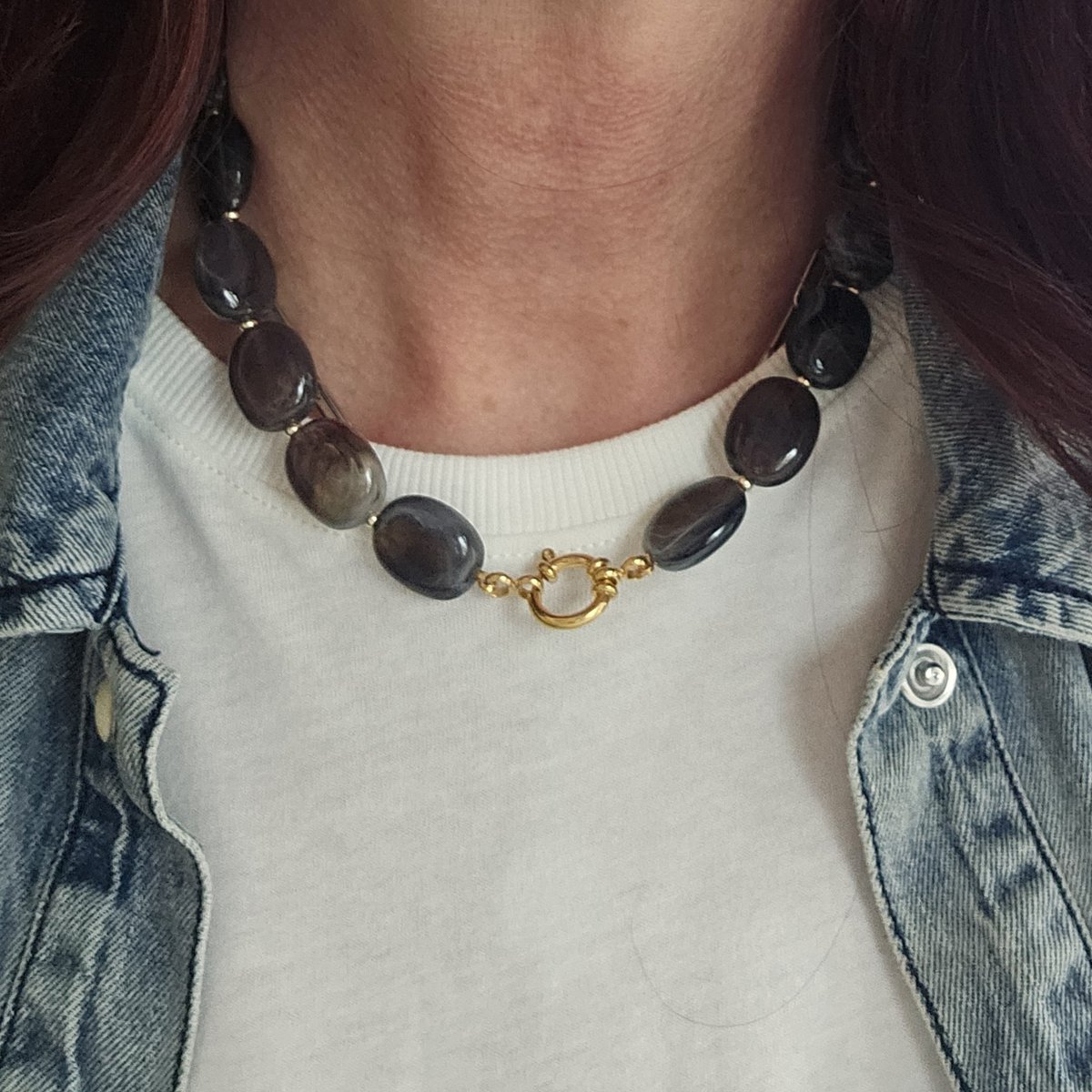 Collier de perles ovales pépite XL