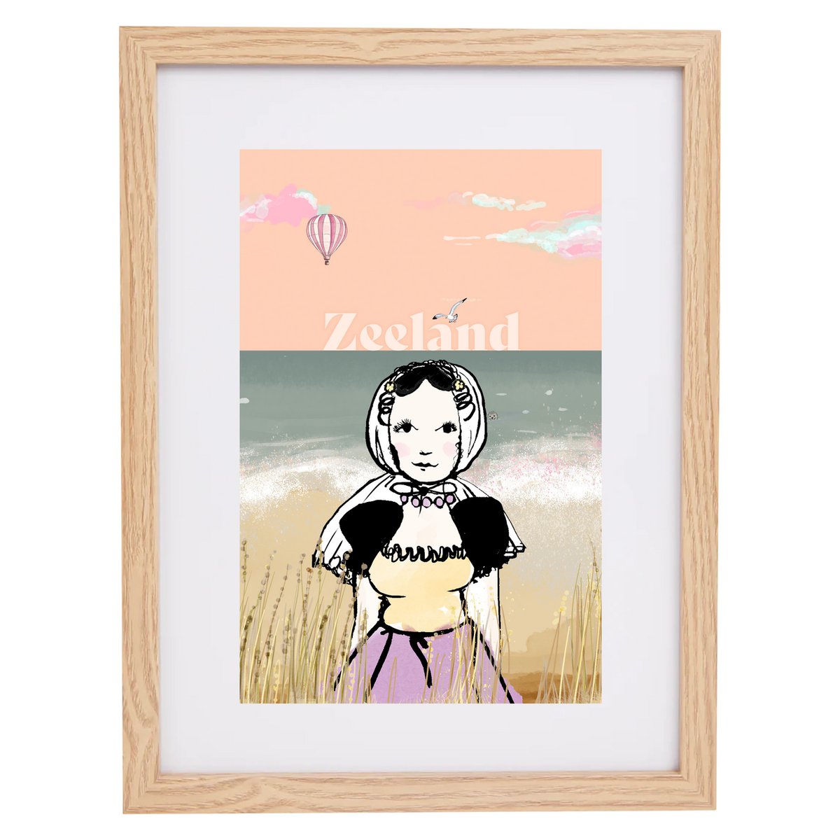 Zeeland souvenir - Poster A4 - Zeeland - Zeeland Girl - beach