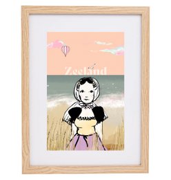 Zeeland souvenir - Poster A4 - Zeeland - Zeeland Girl - beach