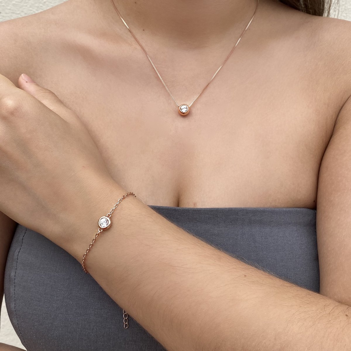 Set Luna di nascita - Oro rosa e cristalli
