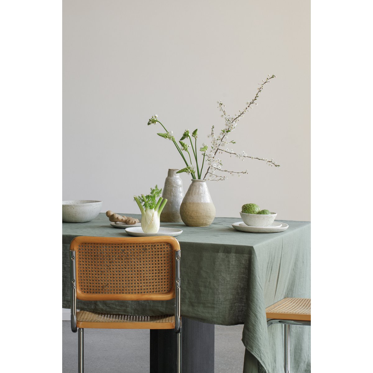 Hør dug Nordic Moss grøn (330x145 cm)