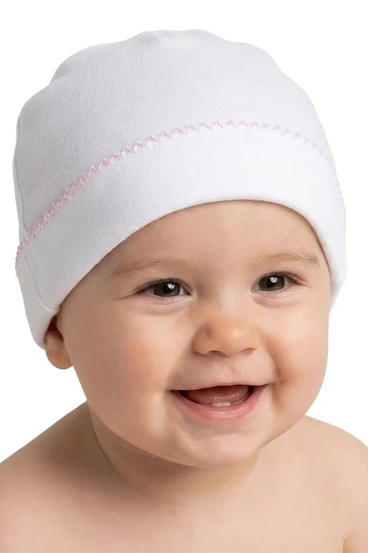Baby bomuldshat, hvid base, One Size