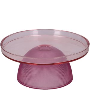 Glass plate Moga on foot, D26cm, H11.5cm, pink