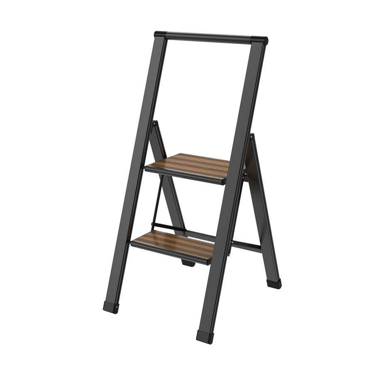 SORT ALUMINIUM STIGE 2 BAMBU TRÆ TRIN 44,5X5,4X99CM LL84579