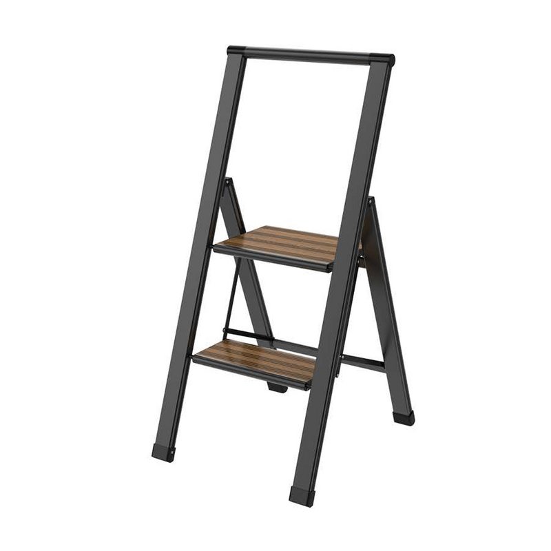 SORT ALUMINIUM STIGE 2 BAMBU TRÆ TRIN 44,5X5,4X99CM LL84579