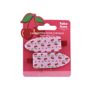 Set of 2 hair barrettes – Cherry pattern